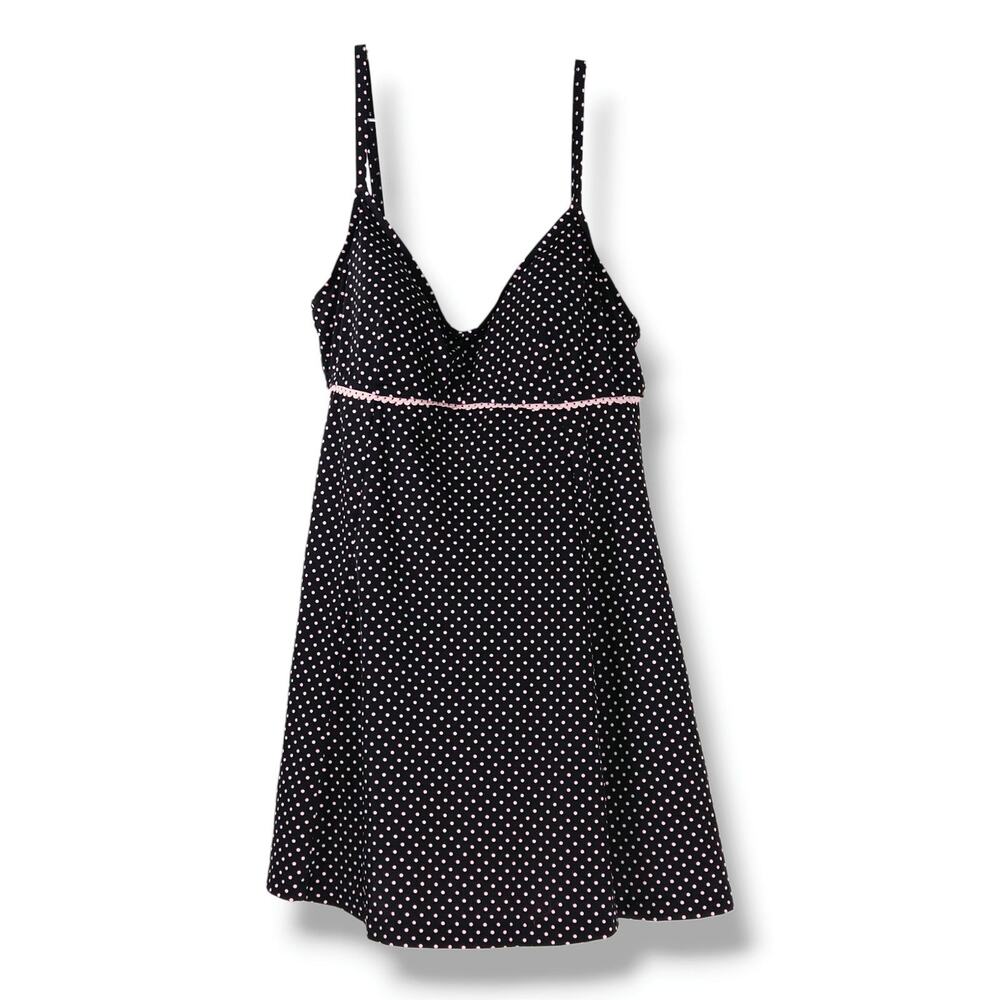 Black Polka Dot One-Piece Swim Dress